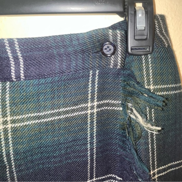 Talbots Vintage Fringe Wrap Plaid Tartan Wool Maxi Skirt Women Sz 12 Blue Green - Picture 6 of 12
